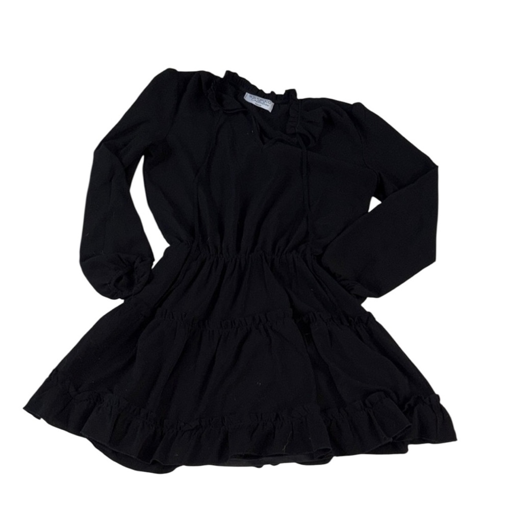 Wyckwood Collective Black Long Sleeve Ruffle Mini Dress - Medium